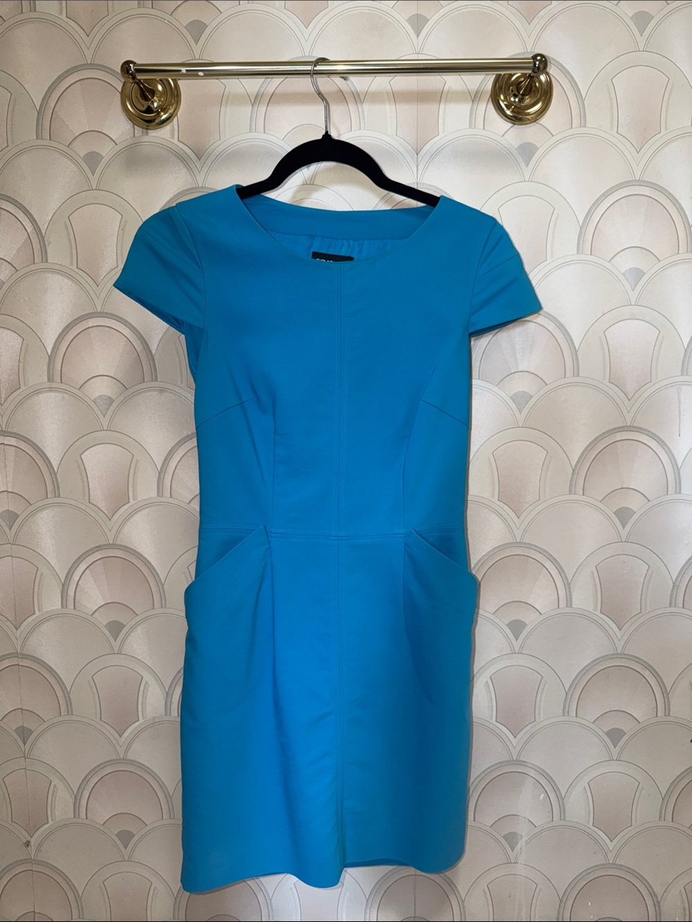 H&M Bright Teal Short Sleeve Sheath Dress